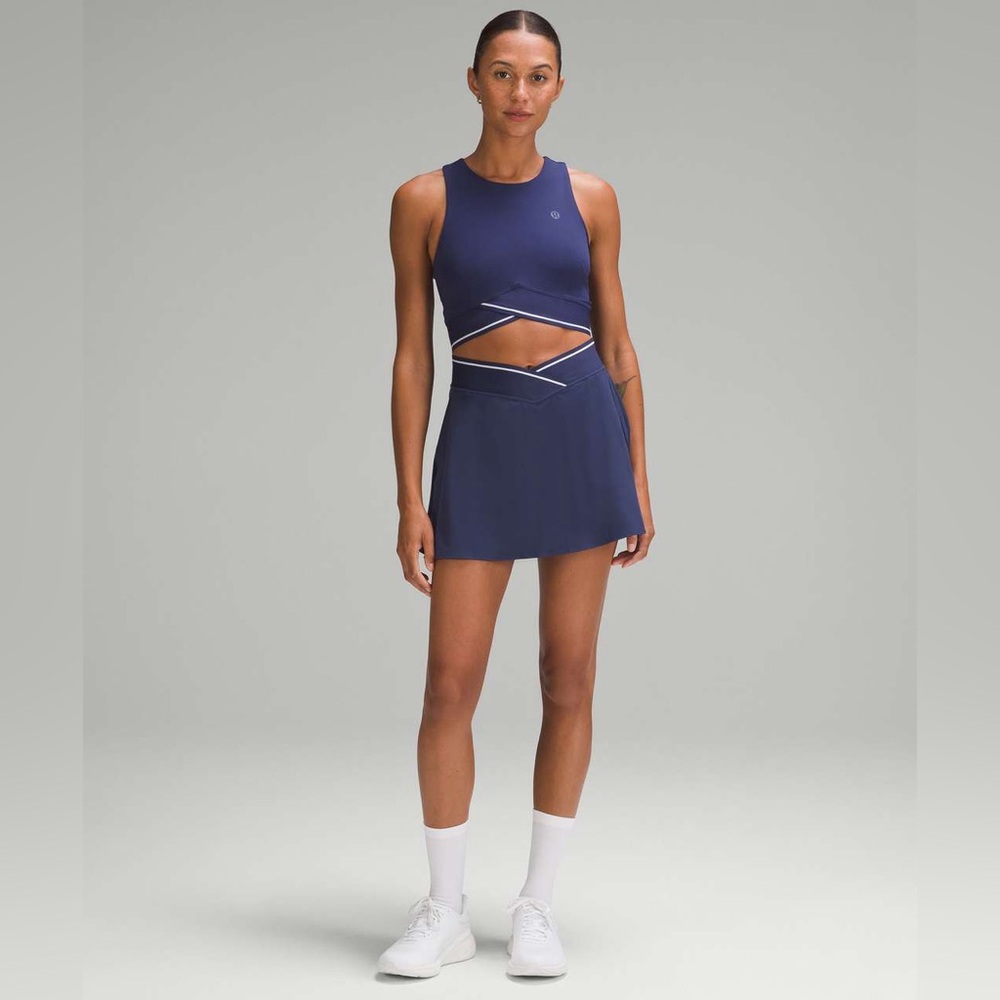 SET: Lululemon Athletica Navy Blue Cutout top & skirt set